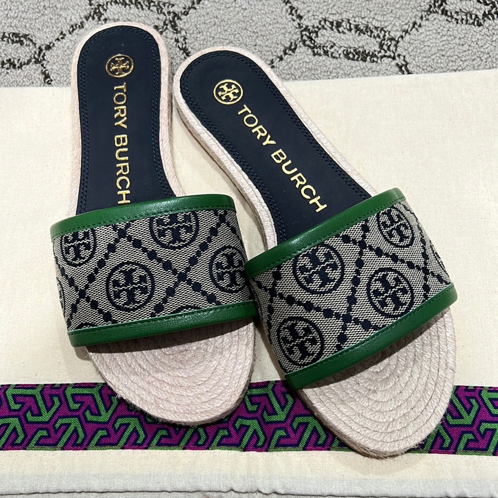 Tory Burch Monogram Espadrille Slide Sandal